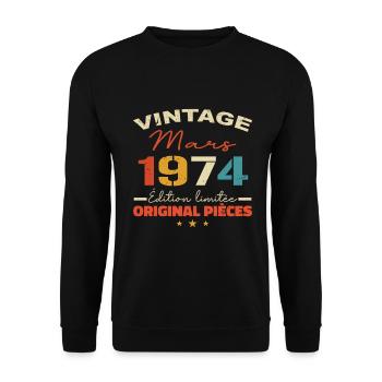 Mars 1974 anniversaire 1974 légendes Mars - Sweat-shirt Unisexe - noir - Devant - Alina (178cm) & Michal (187cm)