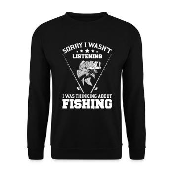 Sorry I Wasn't Listening I Was Thinking About Fish - Unisex Sweatshirt - black - Front - Alina (178cm) & Michal (187cm)