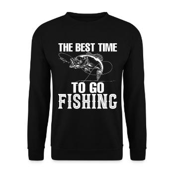 The best time to fish - - Unisex Sweatshirt - black - Front - Alina (178cm) & Michal (187cm)