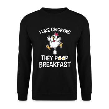 Funny chicken fart breakfast farmer chicken - Unisex Sweatshirt - black - Front - Alina (178cm) & Michal (187cm)