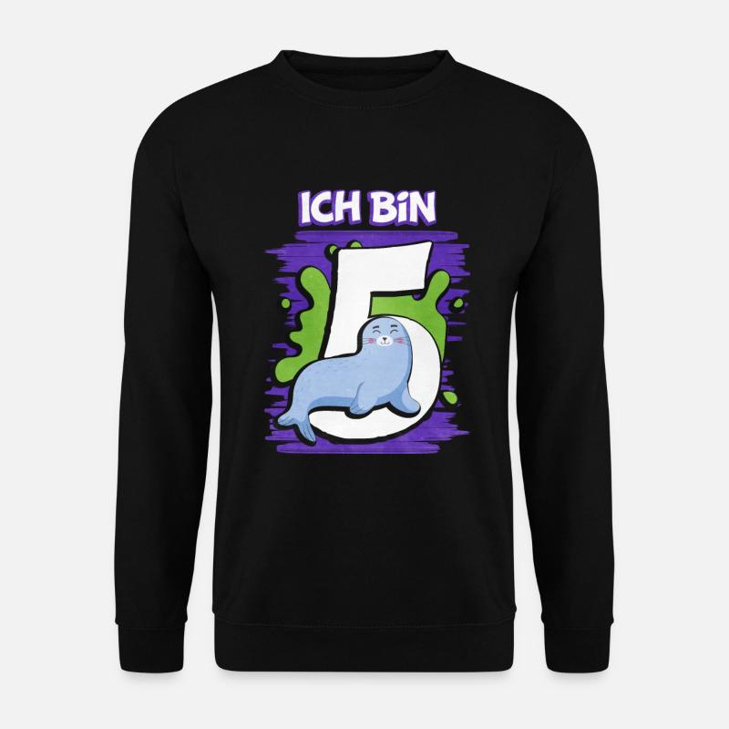 Ich Bin 5 Robbe - Unisex Pullover - Schwarz