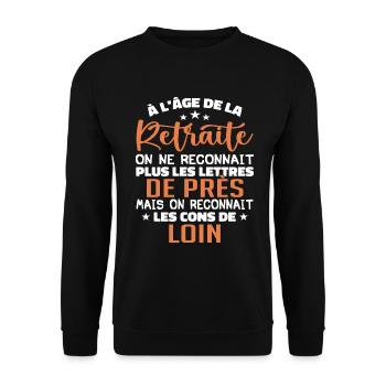 à l'âge de la retraité | La Retraite - Sweat-shirt Unisexe - noir - Devant - Alina (178cm) & Michal (187cm)