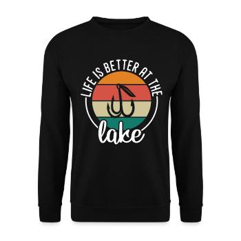 Life is better at Lake 1 - - Unisex Sweatshirt - black - Front - Alina (178cm) & Michal (187cm)
