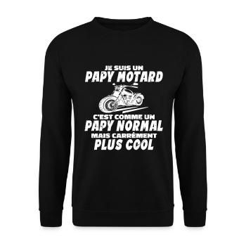 Papy Motard C'est Comme Papy Normal Mais Plus Cool - Sweat-shirt Unisexe - noir - Devant - Alina (178cm) & Michal (187cm)