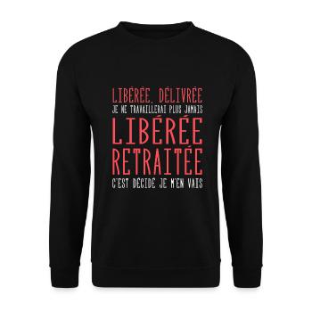 Liberée | Délivrée | Retraitée - Sweat-shirt Unisexe - noir - Devant - Alina (178cm) & Michal (187cm)