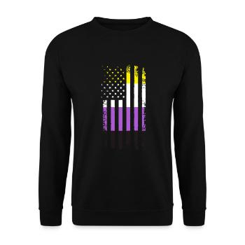 Non Binary Gender Flag Gift - Unisex Sweatshirt - black - Front - Alina (178cm) & Michal (187cm)