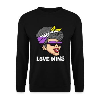 Non Binary Gender Flag Gift - Unisex Sweatshirt - black - Front - Alina (178cm) & Michal (187cm)