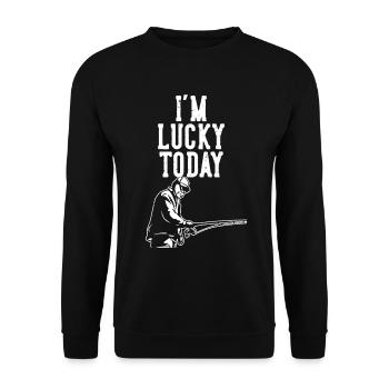 I'm happy today 2 - - Unisex Sweatshirt - black - Front - Alina (178cm) & Michal (187cm)