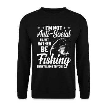 Ich bin nicht asozial, ich würde nur lieber fische - Unisex Pullover - Schwarz - Vorne - Alina (178cm) & Michal (187cm)
