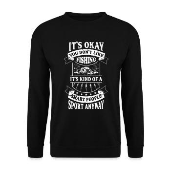 Es ist ok, wenn du nicht fischen magst, aber es is - Unisex Pullover - Schwarz - Vorne - Alina (178cm) & Michal (187cm)