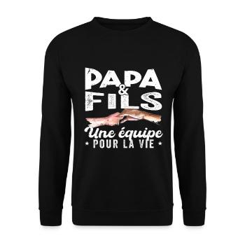 Papa Et Fils Une équipe Pour La Vie - Sweat-shirt Unisexe - noir - Devant - Alina (178cm) & Michal (187cm)