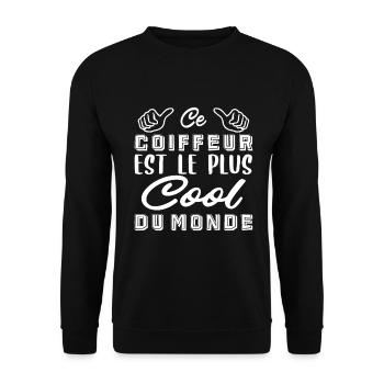 Ce Coiffeur est Le Plus Cool Du Monde - Sweat-shirt Unisexe - noir - Devant - Alina (178cm) & Michal (187cm)