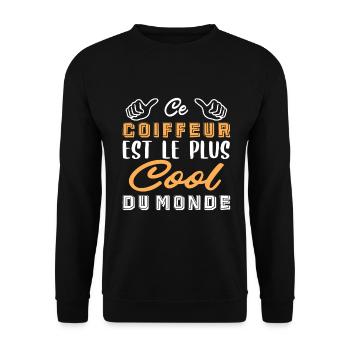 Ce Coiffeur est Le Plus Cool Du Monde - Sweat-shirt Unisexe - noir - Devant - Alina (178cm) & Michal (187cm)