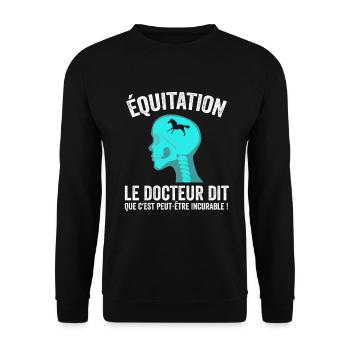 Equitation Cheval Humour Sport Passion Cadeau - Sweat-shirt Unisexe - noir - Devant - Alina (178cm) & Michal (187cm)