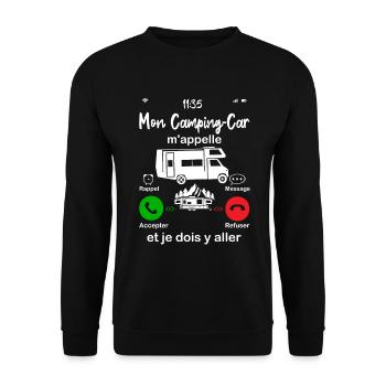 Camping-car Humour | Mon Camping Car m'appelle - Sweat-shirt Unisexe - noir - Devant - Alina (178cm) & Michal (187cm)