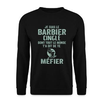 Coiffeur Barbier, Métier Coiffure, Barbe, Cadeau - Sweat-shirt Unisexe - noir - Devant - Alina (178cm) & Michal (187cm)