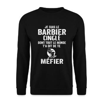 Coiffeur Barbier, Métier Coiffure, Barbe, Cadeau - Sweat-shirt Unisexe - noir - Devant - Alina (178cm) & Michal (187cm)