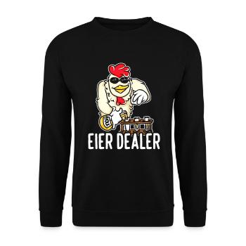 Eier Dealer Hühner Ei Hahn Landwirt Hühnerstall - Unisex Pullover - Schwarz - Vorne - Alina (178cm) & Michal (187cm)