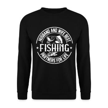 Ehemann und Ehefrau beste Angelpartner fürs Leben - Unisex Pullover - Schwarz - Vorne - Alina (178cm) & Michal (187cm)