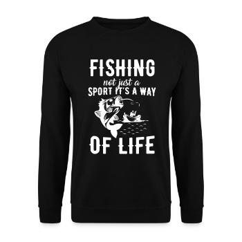 Angeln ist nicht nur ein Sport, sondern eine Leben - Unisex Pullover - Schwarz - Vorne - Alina (178cm) & Michal (187cm)