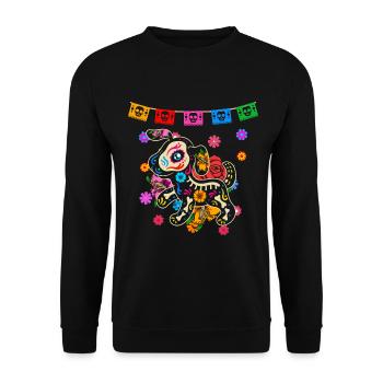Day of the dead colored dog Mexican - Unisex Sweatshirt - black - Front - Alina (178cm) & Michal (187cm)