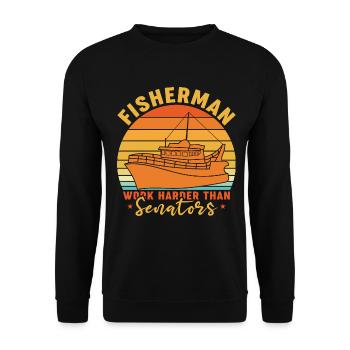 Fishermen work harder than senators - - Unisex Sweatshirt - black - Front - Alina (178cm) & Michal (187cm)