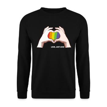 CSD LGBT Hände formen Regenbogen Herz Pride Love - Unisex Pullover - Schwarz - Vorne - Alina (178cm) & Michal (187cm)