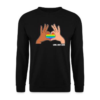 CSD LGBT Hände formen Regenbogen Herz Pride Love - Unisex Pullover - Schwarz - Vorne - Alina (178cm) & Michal (187cm)