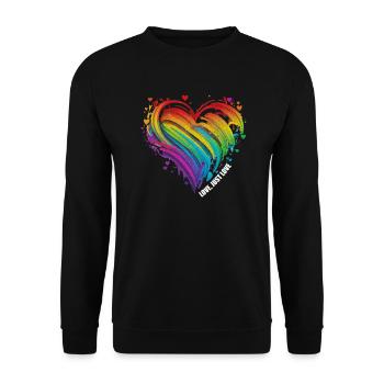 CSD LGBT Regenbogen LGBTQ Herz Pride Love - Unisex Pullover - Schwarz - Vorne - Alina (178cm) & Michal (187cm)