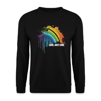 CSD LGBT Regenbogen LGBTQ Herz Pride Love - Unisex Pullover - Schwarz - Vorne - Alina (178cm) & Michal (187cm)