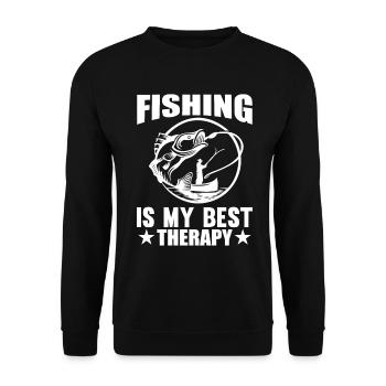 Angeln ist meine beste Therapie - - Unisex Pullover - Schwarz - Vorne - Alina (178cm) & Michal (187cm)