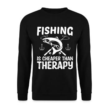 Angeln ist billiger als eine Therapie - - Unisex Pullover - Schwarz - Vorne - Alina (178cm) & Michal (187cm)