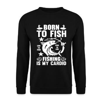 Zum Fischen geboren Angeln ist mein Herzschlag - - Unisex Pullover - Schwarz - Vorne - Alina (178cm) & Michal (187cm)