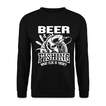 Bier und Angeln Was gibt es sonst noch - - Unisex Pullover - Schwarz - Vorne - Alina (178cm) & Michal (187cm)