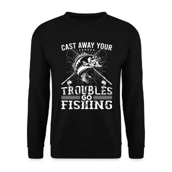 Throw away your worries and go fishing - - Unisex Sweatshirt - black - Front - Alina (178cm) & Michal (187cm)