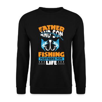 Vater und Sohn Angeln Partner für das Leben 1 - - Unisex Pullover - Schwarz - Vorne - Alina (178cm) & Michal (187cm)