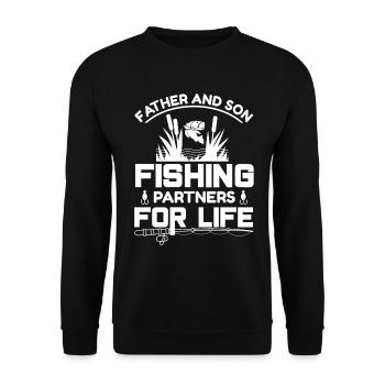 Vater und Sohn Angeln Partner für das Leben 2 - - Unisex Pullover - Schwarz - Vorne - Alina (178cm) & Michal (187cm)
