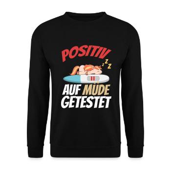 Positiv getestet für Müder Elefant - Unisex Pullover - Schwarz - Vorne - Alina (178cm) & Michal (187cm)