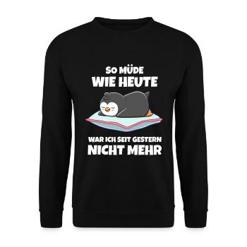 Positiv getestet für Müder Pinguin - Unisex Pullover - Schwarz - Vorne - Alina (178cm) & Michal (187cm)