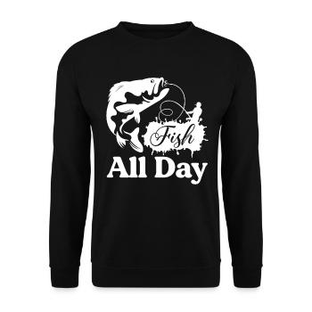 Fisch den ganzen Tag 1 - - Unisex Pullover - Schwarz - Vorne - Alina (178cm) & Michal (187cm)