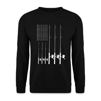 USA Flagge Angeln 6 - - Unisex Pullover - Schwarz - Vorne - Alina (178cm) & Michal (187cm)