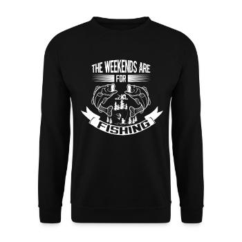 Les week-ends sont pour la pêche 1 - - Sweat-shirt Unisexe - noir - Devant - Alina (178cm) & Michal (187cm)