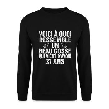 Voici À Quoi Ressemble Un Beau Gosse De 31 ans - Sweat-shirt Unisexe - noir - Devant - Alina (178cm) & Michal (187cm)