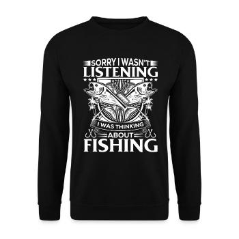 Désolé de ne pas écouter, je pensais au poisson - Sweat-shirt Unisexe - noir - Devant - Alina (178cm) & Michal (187cm)