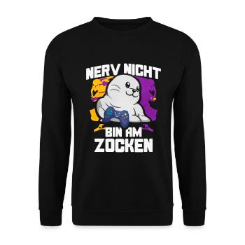 Nerv Nicht Bin Am Zocken Robben - Unisex Pullover - Schwarz - Vorne - Alina (178cm) & Michal (187cm)