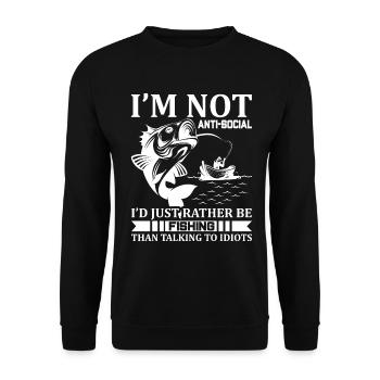 I'm not antisocial, I'd just rather fish - Unisex Sweatshirt - black - Front - Alina (178cm) & Michal (187cm)