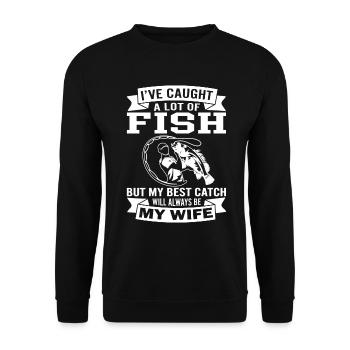 Ich habe eine Menge Fische gefangen, aber mein bes - Unisex Pullover - Schwarz - Vorne - Alina (178cm) & Michal (187cm)