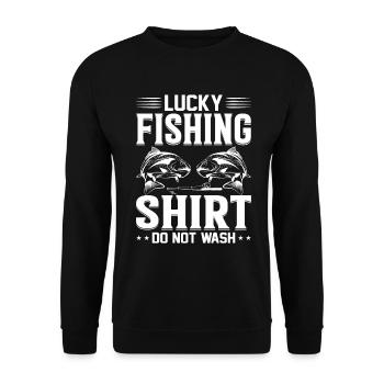 Ne lavez pas Lucky Fishing Shirt 1 - - Sweat-shirt Unisexe - noir - Devant - Alina (178cm) & Michal (187cm)