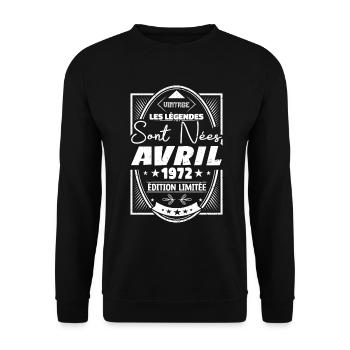 Avril 1972 - Sweat-shirt Unisexe - noir - Devant - Alina (178cm) & Michal (187cm)