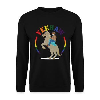 Yeehaw Cowboy Homosexuell - Unisex Pullover - Schwarz - Vorne - Alina (178cm) & Michal (187cm)